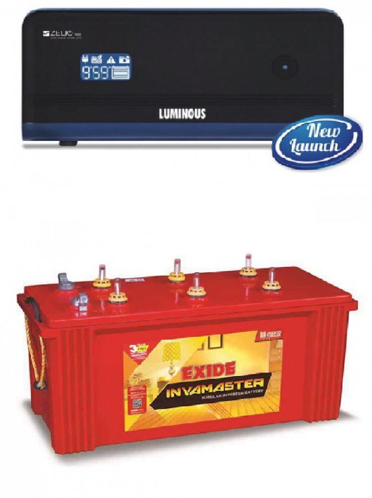Buy LUMINOUS ZELIO +1100VA Pure Sine Wave Inverter & EXIDE INVA MASTER 1500  150AH Tubular Battery Online at Lowest Price